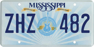 MS license plate ZHZ482