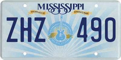 MS license plate ZHZ490