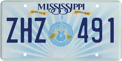 MS license plate ZHZ491