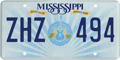 MS license plate ZHZ494