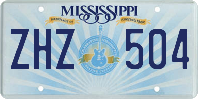 MS license plate ZHZ504