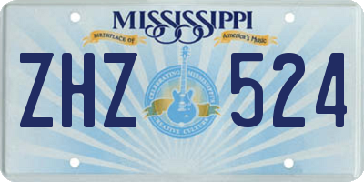 MS license plate ZHZ524