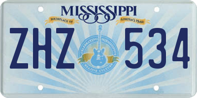 MS license plate ZHZ534