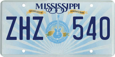 MS license plate ZHZ540
