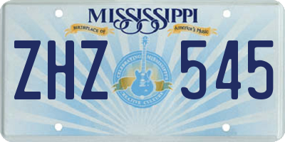 MS license plate ZHZ545
