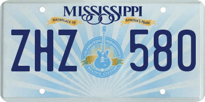 MS license plate ZHZ580