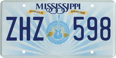 MS license plate ZHZ598