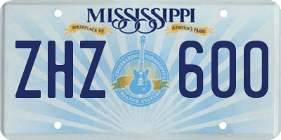 MS license plate ZHZ600