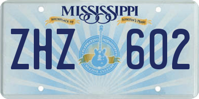 MS license plate ZHZ602