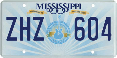 MS license plate ZHZ604