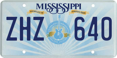 MS license plate ZHZ640