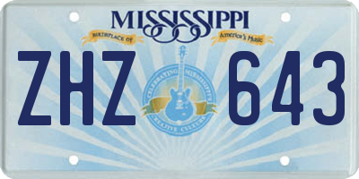 MS license plate ZHZ643