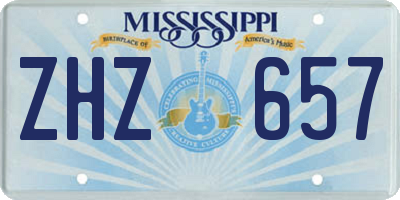 MS license plate ZHZ657