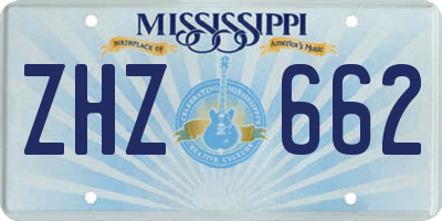 MS license plate ZHZ662