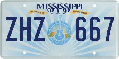 MS license plate ZHZ667