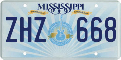 MS license plate ZHZ668