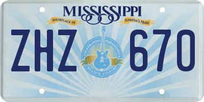 MS license plate ZHZ670