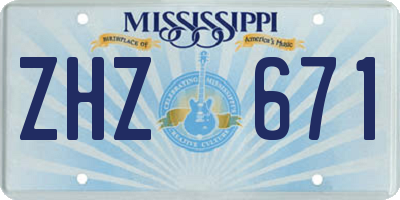 MS license plate ZHZ671