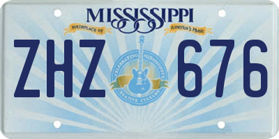 MS license plate ZHZ676