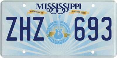 MS license plate ZHZ693