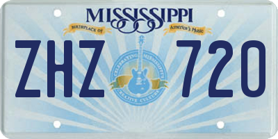 MS license plate ZHZ720
