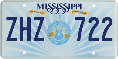 MS license plate ZHZ722