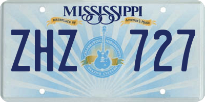MS license plate ZHZ727