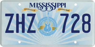 MS license plate ZHZ728
