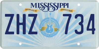 MS license plate ZHZ734