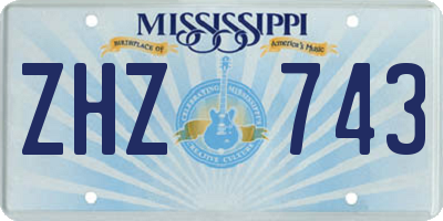 MS license plate ZHZ743