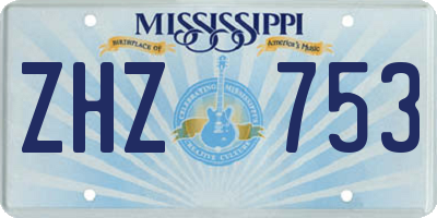 MS license plate ZHZ753