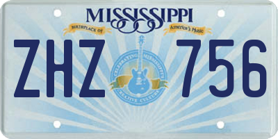 MS license plate ZHZ756