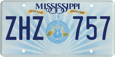 MS license plate ZHZ757