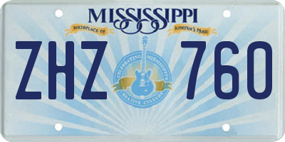 MS license plate ZHZ760