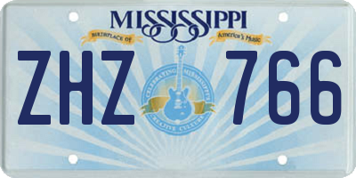 MS license plate ZHZ766