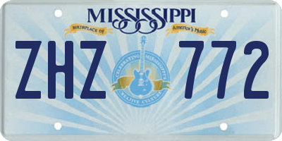 MS license plate ZHZ772