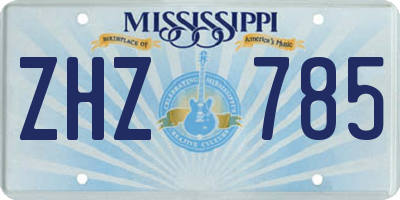 MS license plate ZHZ785