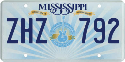 MS license plate ZHZ792