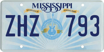 MS license plate ZHZ793