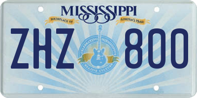 MS license plate ZHZ800