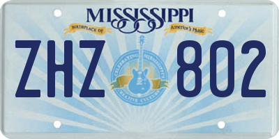 MS license plate ZHZ802