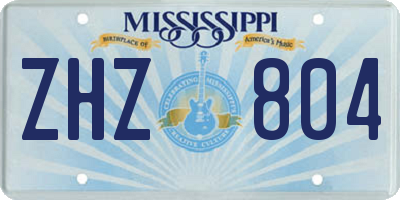 MS license plate ZHZ804
