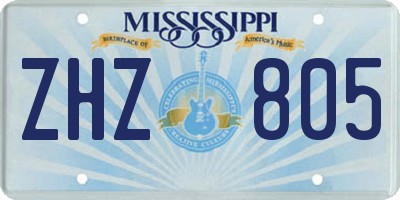 MS license plate ZHZ805