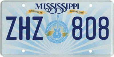 MS license plate ZHZ808