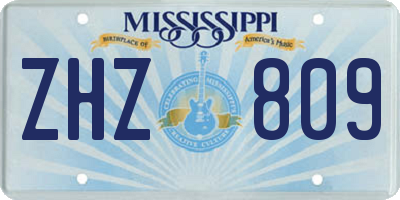 MS license plate ZHZ809