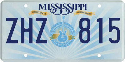 MS license plate ZHZ815