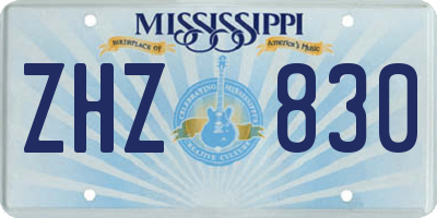 MS license plate ZHZ830