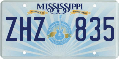 MS license plate ZHZ835