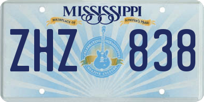 MS license plate ZHZ838