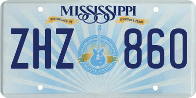 MS license plate ZHZ860